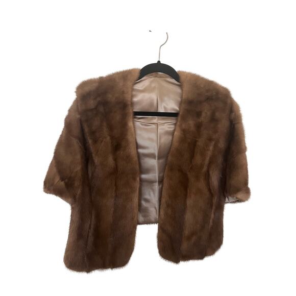 Vintage Jackets & Blazers - Vintage Fur Mink Stole or Capelet Wrap One Size Satin Lining